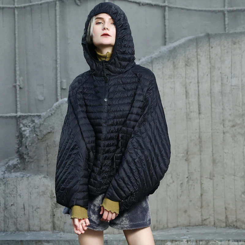 Lagabogy Winter Vintage Women Oversized Hood Puffer Jacket Female Casual Ultra Light Lantern Sleeve 90White Duck Down Coat 251022