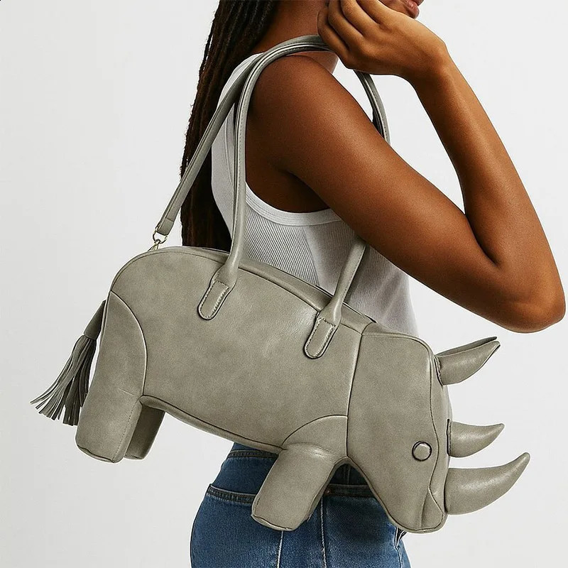 Creative Rhinoshaped Bag Fashion Animal Handbags Highquality Shoulder Crossbody Bags Solid Color Largecapacity Women Bags 251021