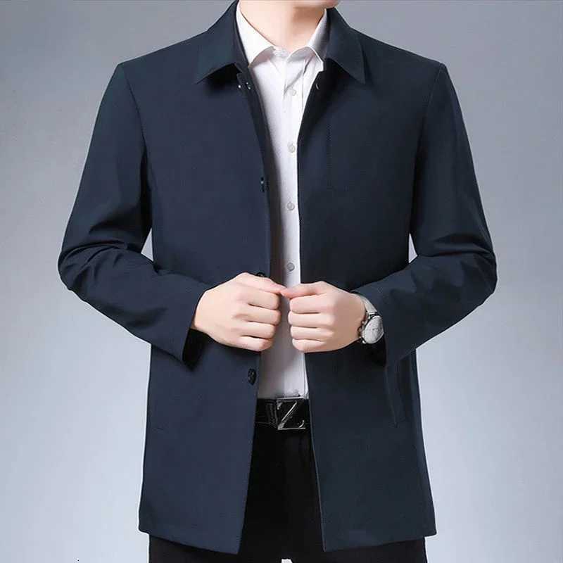 Casual Business Lapel Windbreak Jackets Men Coats New Brand Top Quality Spring Mens Trench Coat Solid Color Midlength Jacket W251023