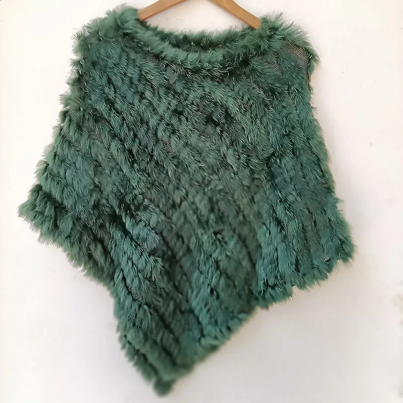 Spring Women Knitted Real Rabbit Fur Poncho Casual Female Autumn Winter Genuine Cape Fashion Short Shawl 251022