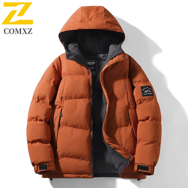 High Quality Mens Down Cotton Jacket Winter Fashion Shoulder Print Warm Cotton Coat Trendy Mens Coat 251013