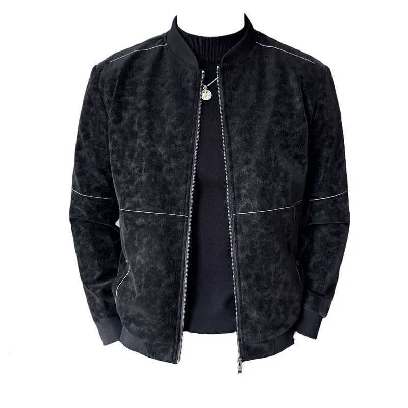 Stand Collar PU Leather Jackets For Men Fashion Patchwork Design Slim Fit Mens Casual Faux Leather Jacket Long Sleeve Coats 4XL W251023