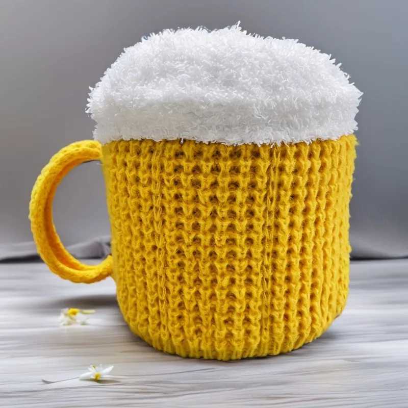 3D beer cup hat for autumn and winter warmth unisex knitted wool hat suitab for outdoor windproof and cold insationW251023