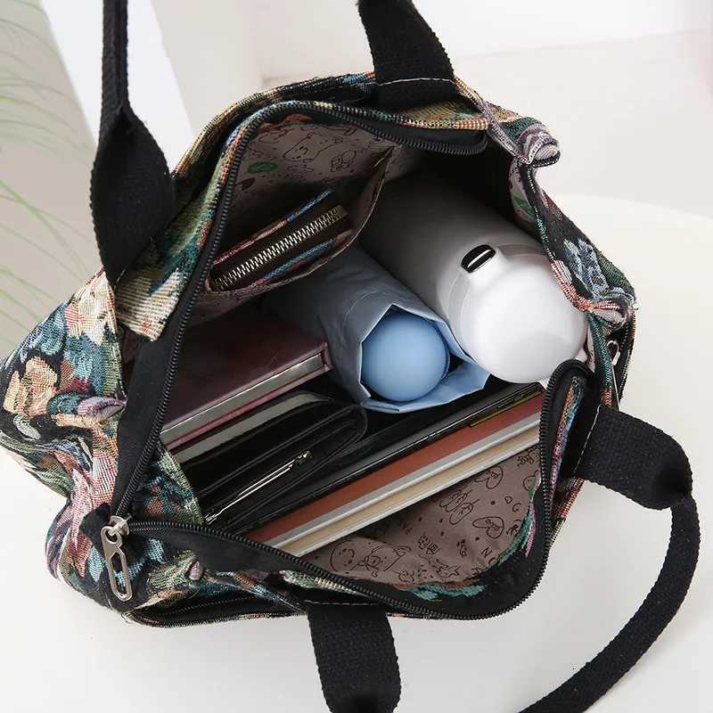 Floral print womens tote bag heavy cloth bag portable for work high capacity fashion Tote bag for all occasionsL251023