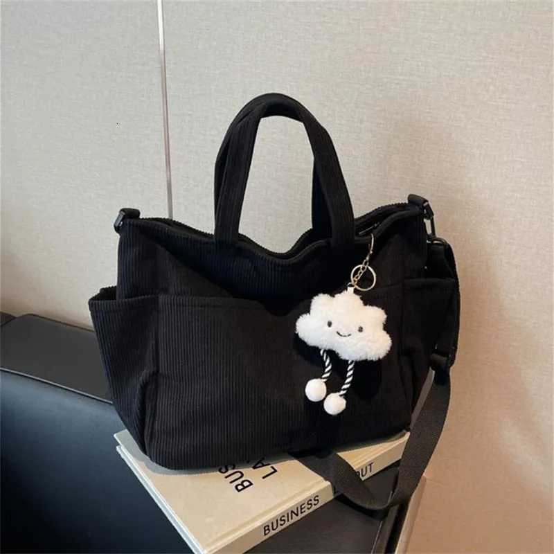 New Corduroy Tote Bag with Zipper Closure Chic Daily Commuter Handbag Shoulder Crossbody Bag Ideal for Shopping Everyday UseL251023