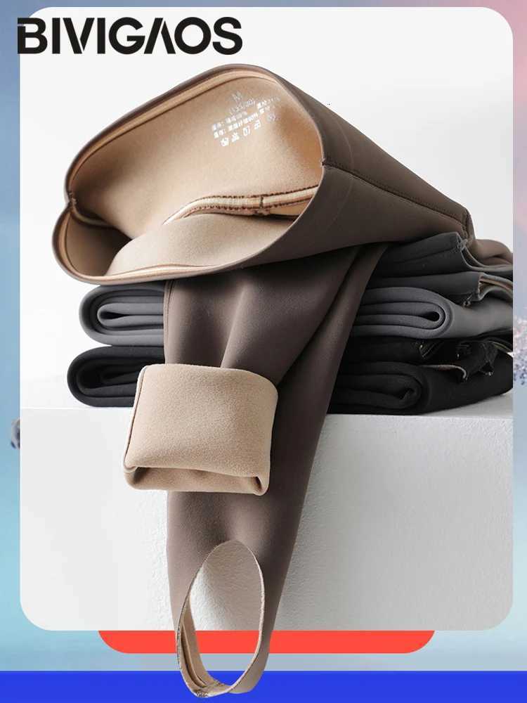 BIVIGAOS Autumn Winter New Rabbit Fleece Thicken Boots Leggings Women Slim Foot Pants Yoga Fitness Sports Warm Shark LeggingsT251023
