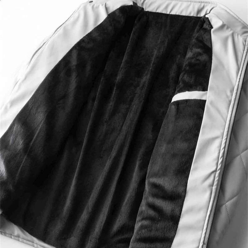 Mens Casual PU Leather Jacket Business Thickened Warm Fleece Streetwear Winter y Trendy Jackets 251023