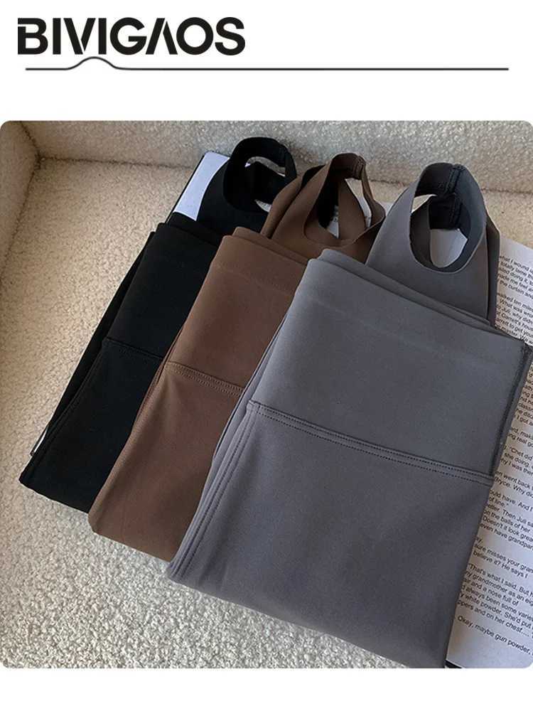 BIVIGAOS Spring Autumn Brushed Foot Tights Sharkskin Leggings Womens High Waist Elastic TightFit Sexy Sports Yoga LeggingsT251023