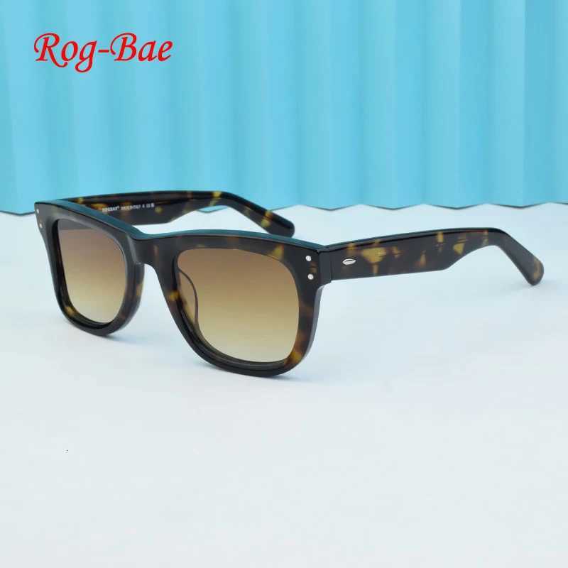 ROGBAE brands Women sun glasses 2025 Mens Thick Acetate Frame Rectangular Sunglasses UV400 Curved spectacle frame lens EyewearW251023
