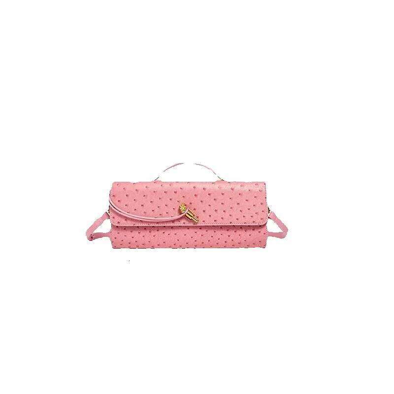 OEM Niche Design Ostrich Pattern Handwoven Fashion Baguette Horizontal Trendy Single Shoulder Handheld Women's Bag