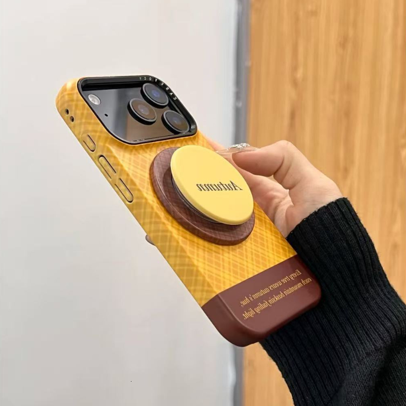 Autumn and Winter Spliced Orange Base Magnetic Stand Compatible with iPhone 17 Pro Max iPhone16 Phone Case 15 Pro