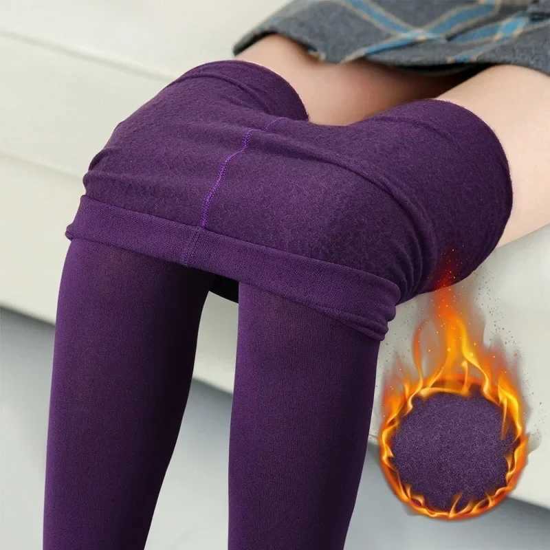 New Women Winter Warm Leggings High Waist Solid Color Velvet Thermal Legging High Elastic Pants Push Up Tight Pantyhose 9 ColorsT251023