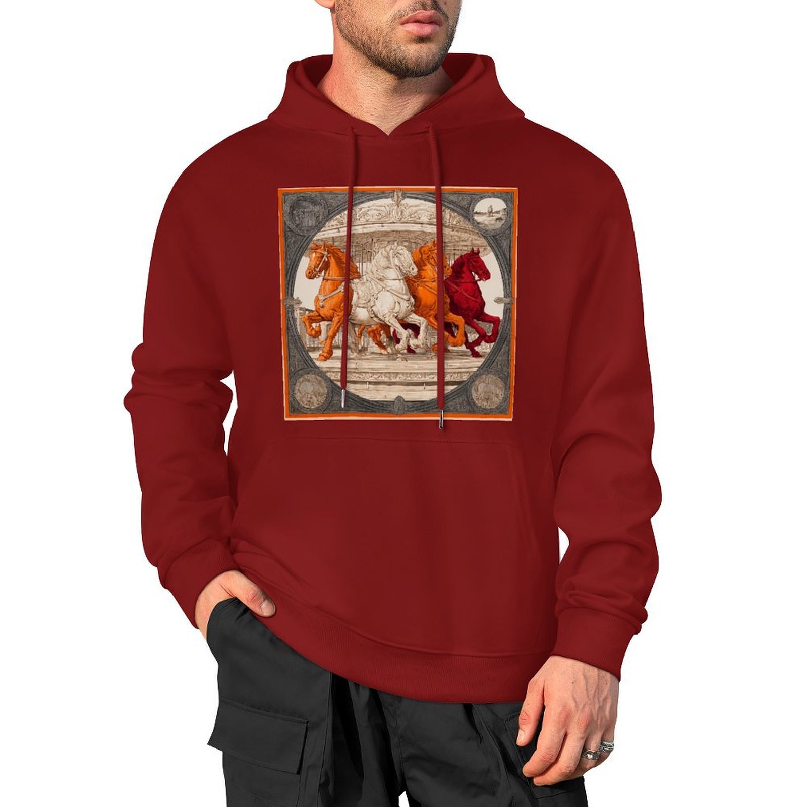 H Designer Fall Winter Hoodie Luxury Horse Print Design Unisex Long Sleeve Streetwear Hip Hop Oversized Fit Hoodie Men's Fashion Apparel H25