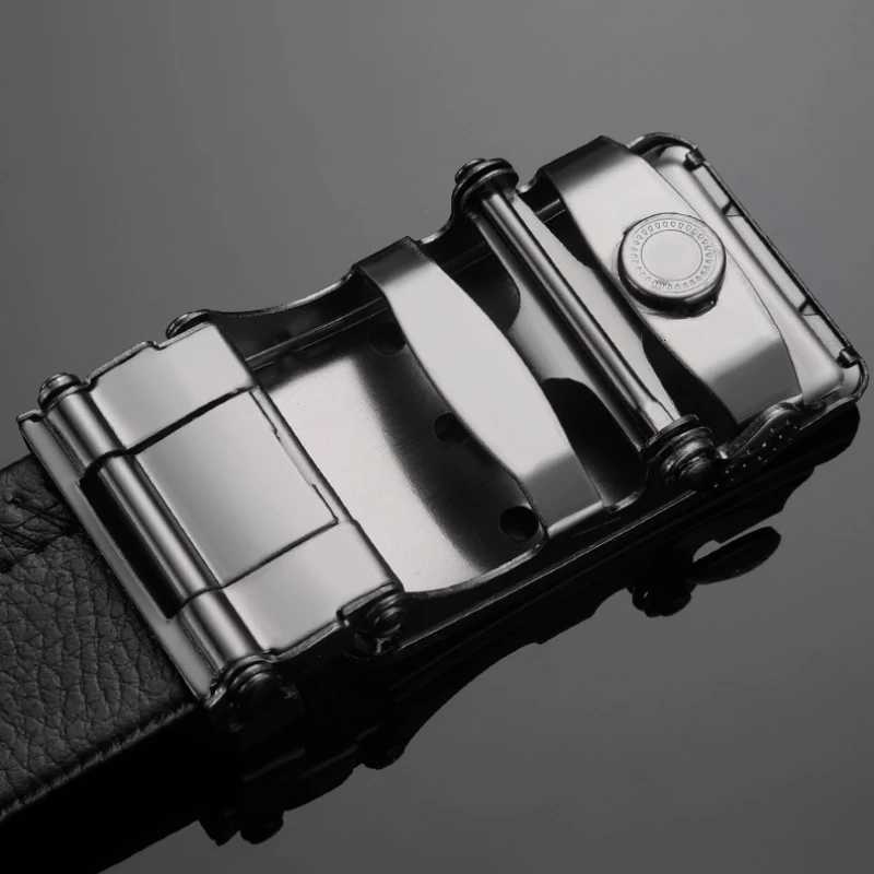 Mens Business Leisure Automatic Buckle Leather Belt 120cm Extended New Fashionable Versatile High Quality PU Leather Work BeltXJ251023