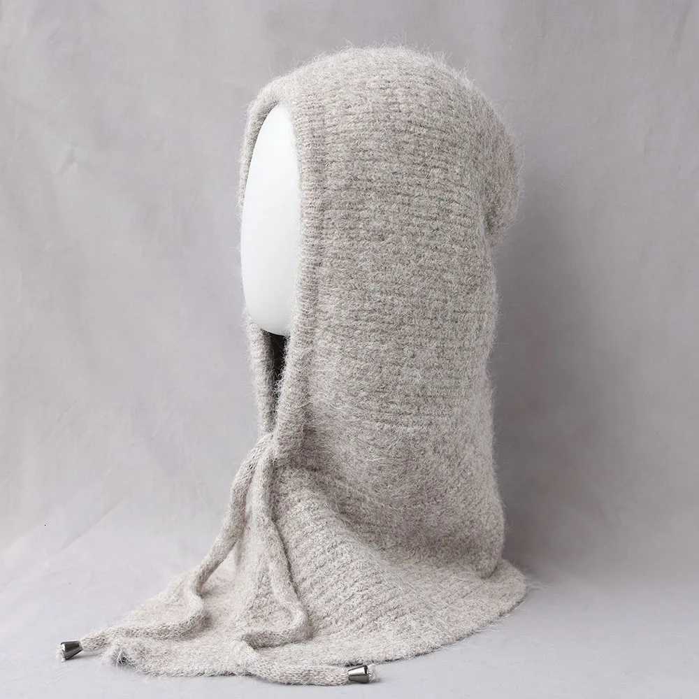 Unisex Wool Knitted clava Winter Ear Face Neck Protect OnePiece Scarf Hat Soft Warm Hooded Beanies Twist False CollarW251023