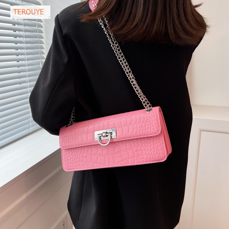 Korean style niche texture armpit bag autumn and winter new fashion retro sexy chain rectangular women's shoulder bag luxury designer bag