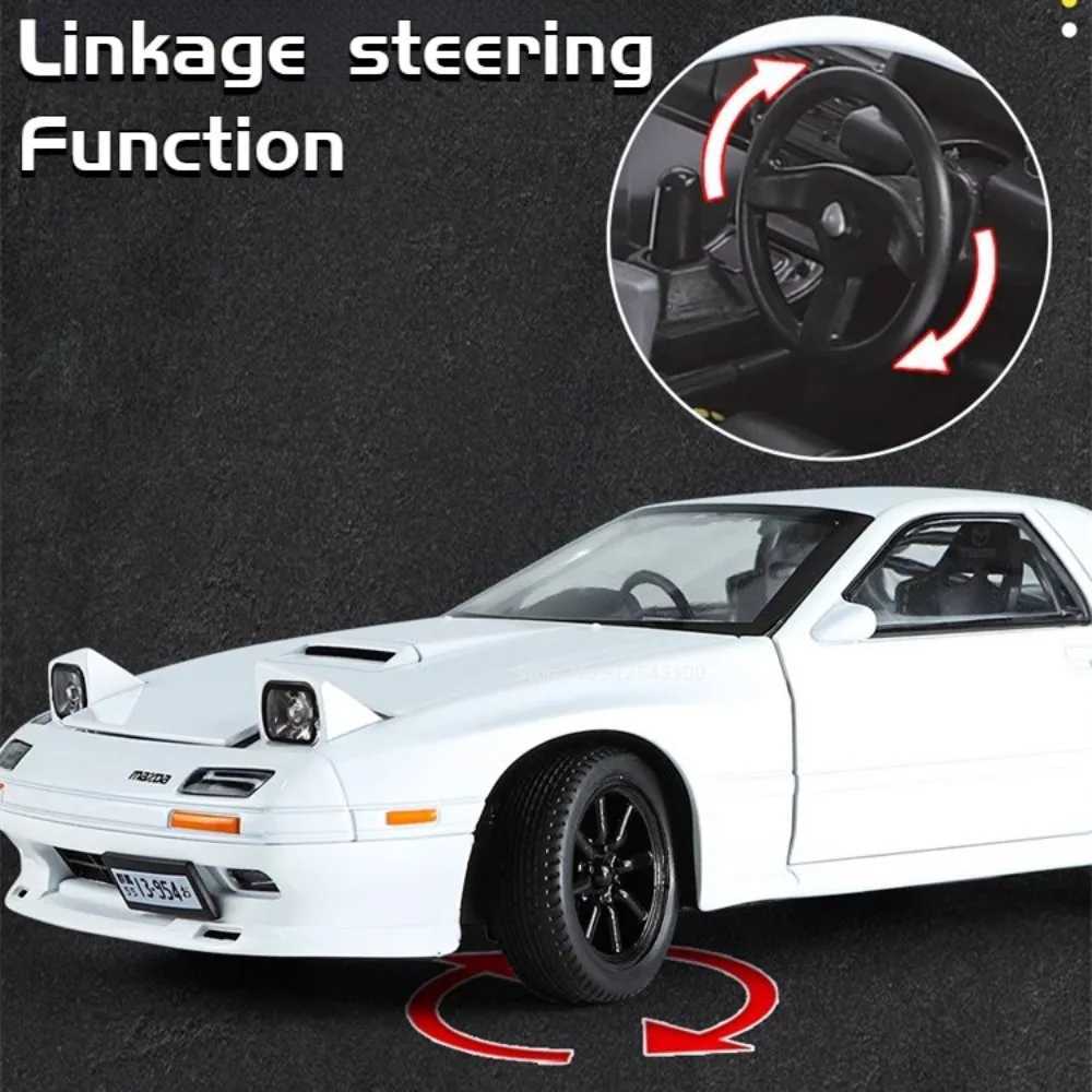 132 Scale RX7 Alloy Diecast Toy Car Models with Sound Light Pull Back Model Car Toys for Kids Birthday Collectible GiftsT251023
