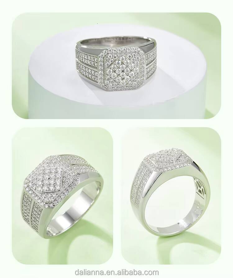 Fashion Jewelry Moissanite Ring 18k White Gold Plated S925 Moissanite Eternity Ring