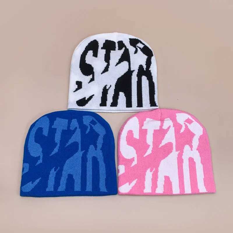 Street STAR Letter Wool Knitted Hats Autumn and Winter Color Block Personal Warm Skate Versatile Hip Hop Fashion Retro BeaniesXJ251023