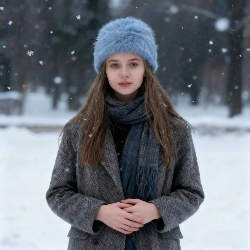Winter Warm Unisex Y2k Beanies Leisure Outdoors Soft Fluffy Angola Winter Knitted Hat Female Plush Windproof Bonnet Skullies CapXJ251023
