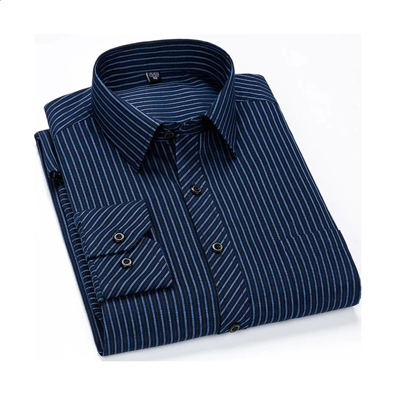 8XL 7XL Plus Size Men Long Sleeved Shirt Mens Business Casual Slim Fit Shirts Men Striped Dress Work Social Dress Shirt 251021