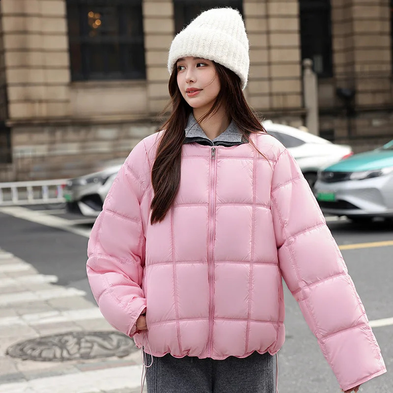 Womens Plus Size Casual Trendy Solid Color Simple Basic Oneck Long Sleeve Quilted Coats Winter Fashion Female Clothes Tops 251018