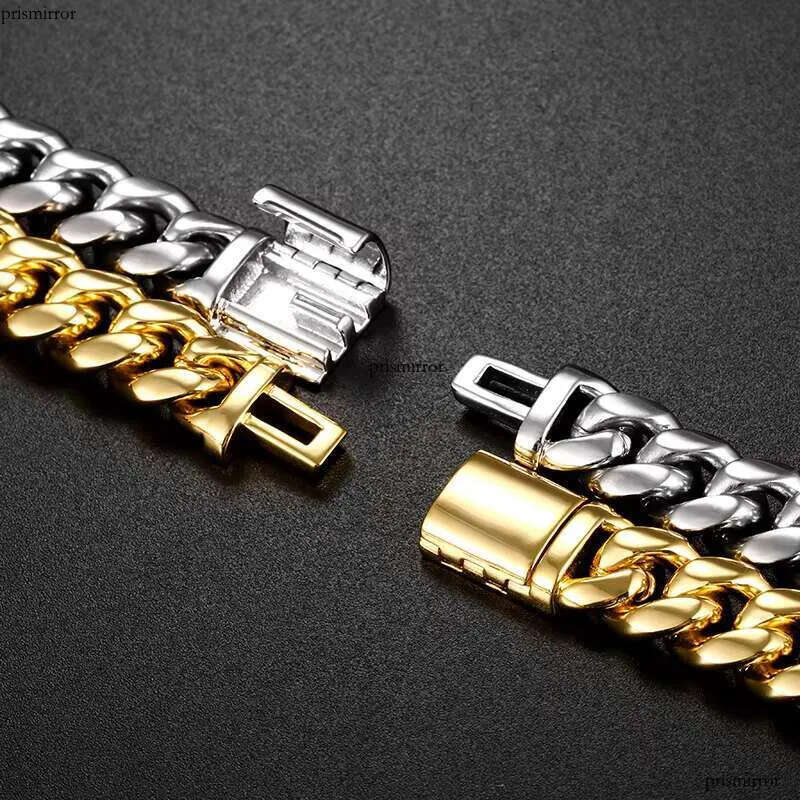 Cheapest Price 10mm Rapper Jewelry Stainless Steel Necklace Hip Hop Gold Plated Miami Cuban Link Chain