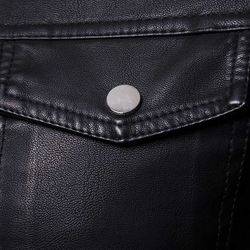 Mens leather jacket with a collar and thickened cotton for warmth clamped with cotton mens motorcycle leather jacket trendy W251023