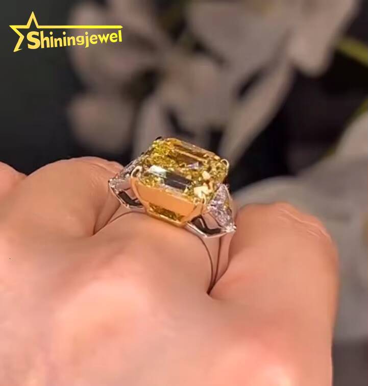 IGI Certificate 10k Solid Gold Yellow Asscher Cut Wedding Engagement Lab Grown Diamond Ring for Women