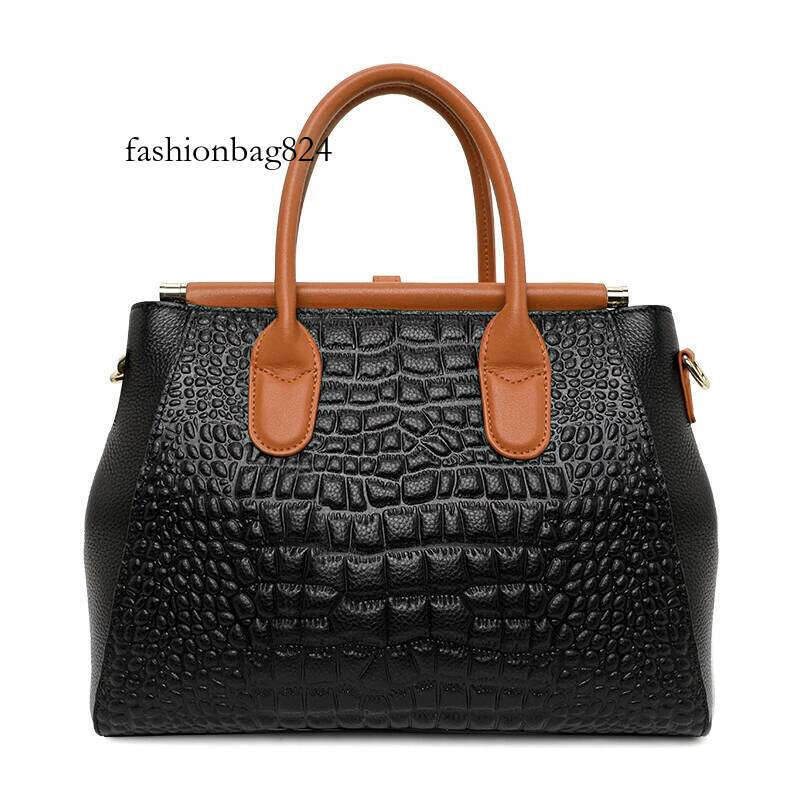 Aidrani New Women's True Leather Handbag, Large Capacity Crocodile Pattern Cowhide Bag