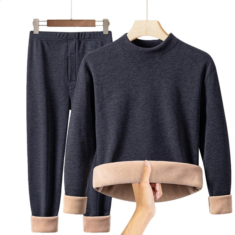 Basic Mens Winter Thermal Underwear Casual Soft Elastic Autumn Thickened Set for Men Black Clothing Plus Size 8XL 7XL 251023