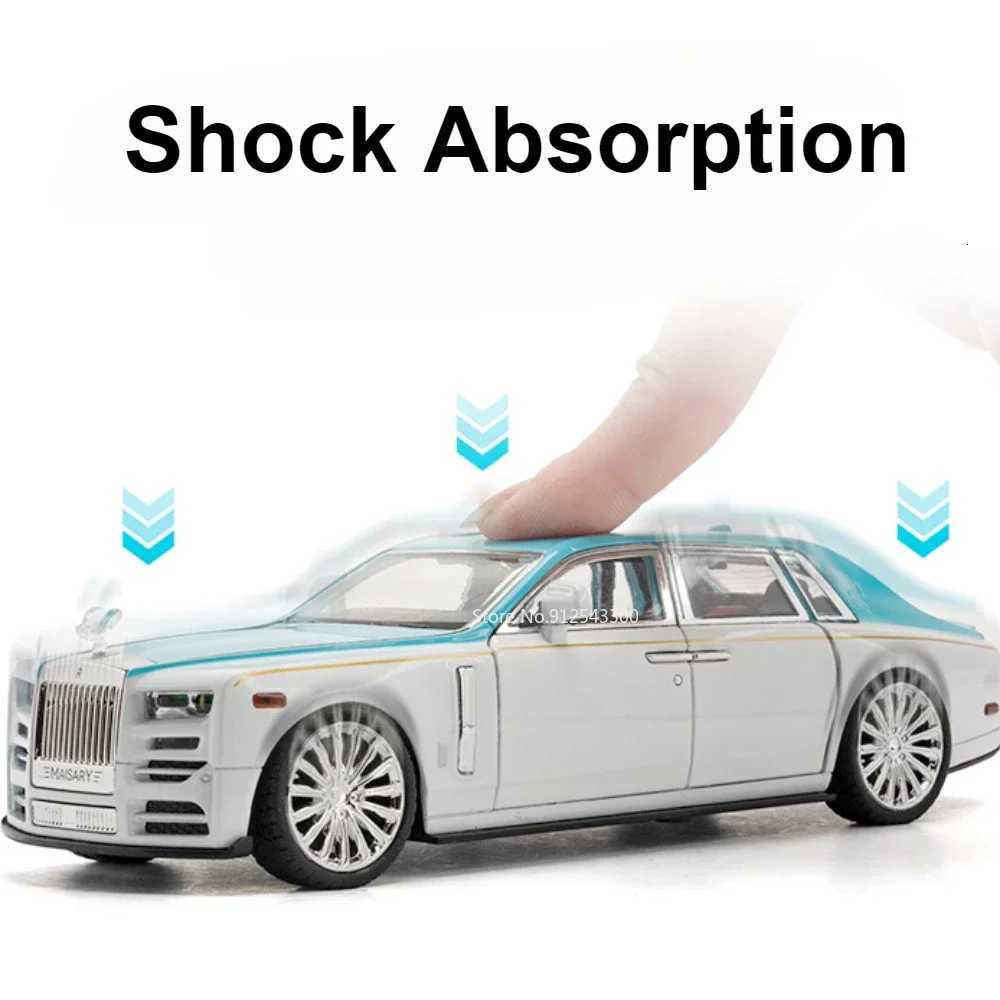 124 Scale Rolls Royce Phantom Toy Model Car Alloy Diecast Light Sound Doors Opened Shock Absorption Vehicles Collection GiftsT251023