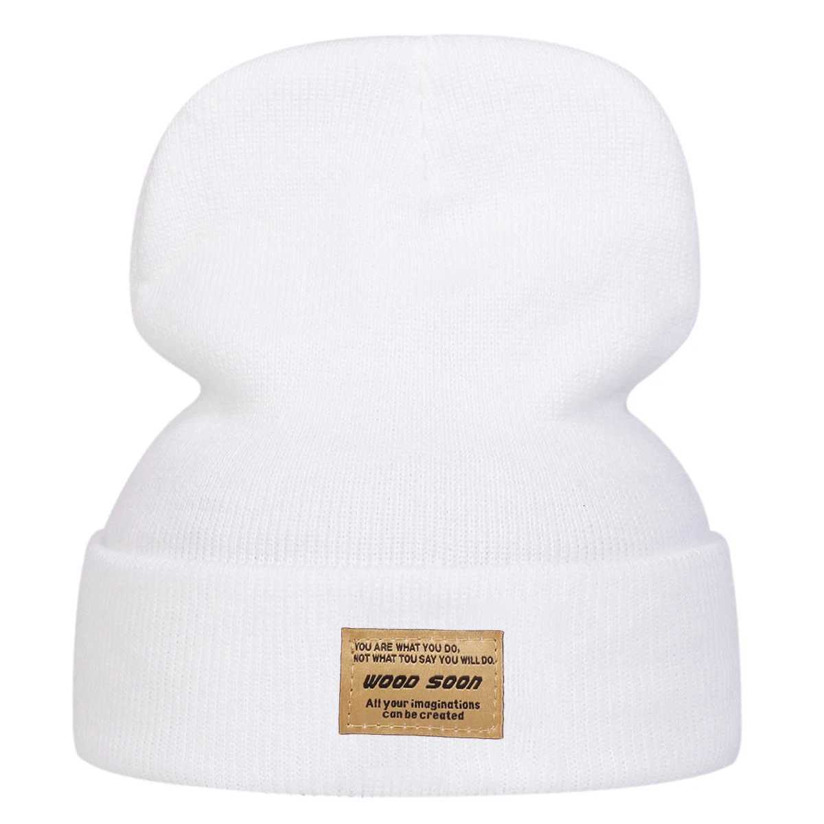 Unisex WOOD SOON Sewing Label Beanies Hats Autumn and Winter Warm Knitted Hat Hip Hop Boy Girls CapsXJ251023