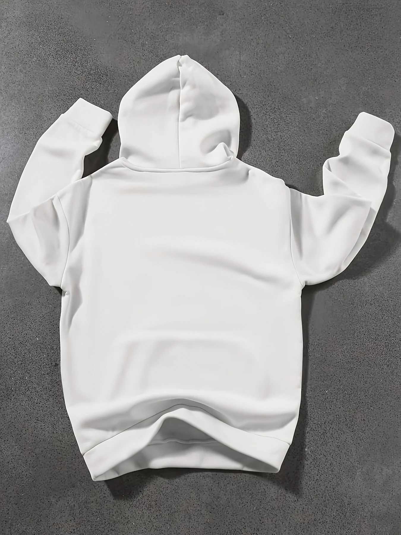 Mens autumn and winter casual fashion loose MILANO ITALY letter print long sleeved hooded sweatshirt warm pulloverT251023