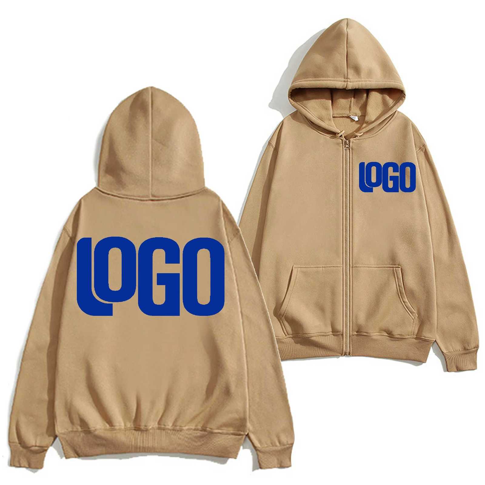 DIY custom your brand 230GSM new zipper autumn and winter casual mens and womens tops solid color hoodie sweatshirtT251023