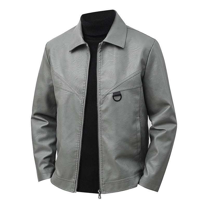 Spring Autumn Mens Leather Jacket Male Fashion Slim Lapel Leather Coat Husband Gift Youth Retro Business Leather Jacket W251023