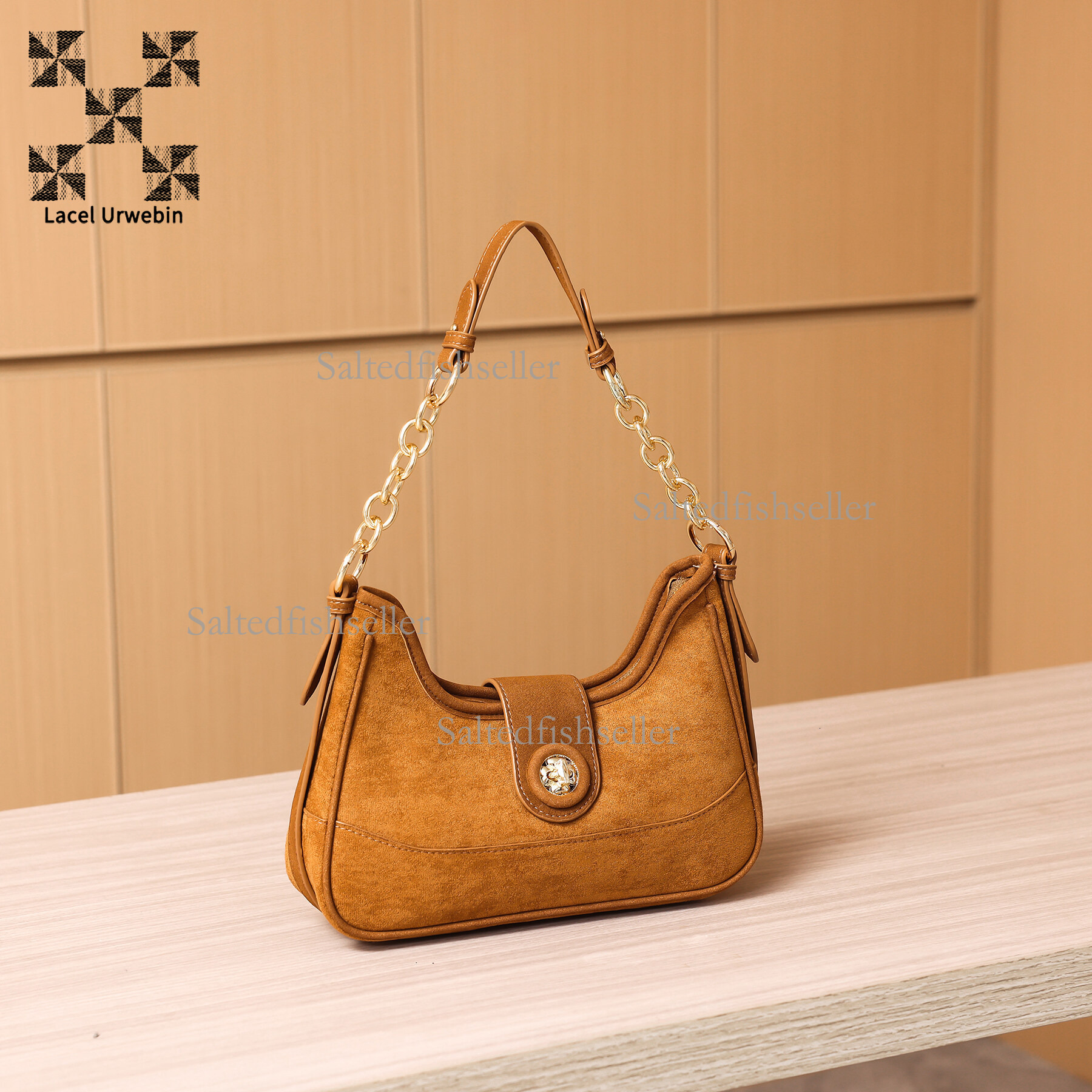 Lacel Urwebin Designer Luxury Suede Women's Handbag High-end New Fashion Autumn And Winter Shoulder Bag Retro Trendy Brand Chain Metal Buckle Cro
