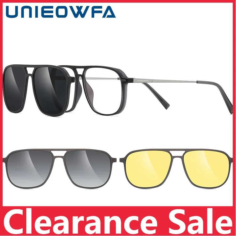 UNIEOWFA Square Aviation 3Pcs Polarized Magnetic Clip on Sunglasses Men UV Protection Anti Glare Night Driving Clip Sun GlassesW251023