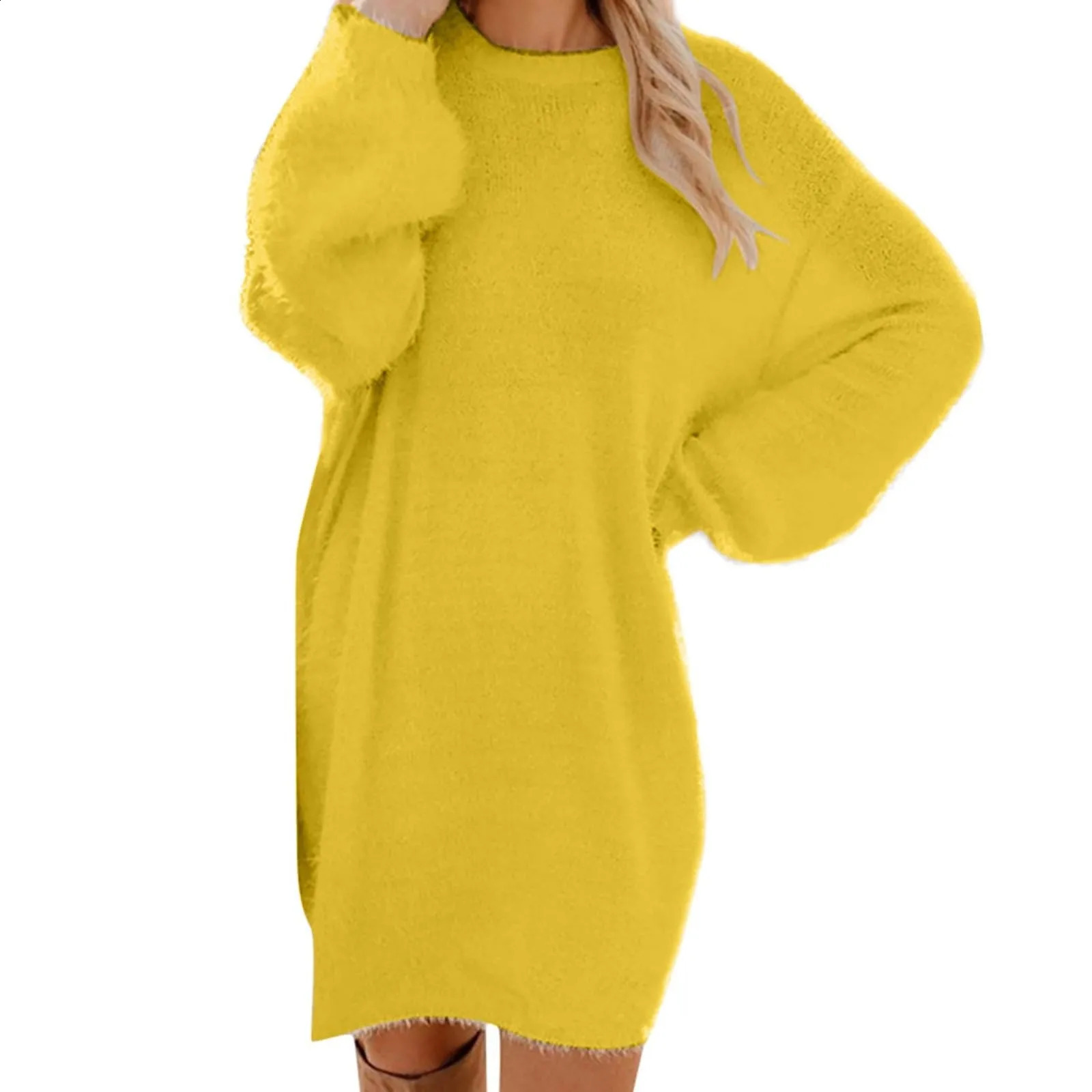 Women Winter Sweater Knit Crewneck Warm Long Sleeve Casual Sweatshirts Dress Elegant WomenS Dresses For Party Vestidos Mujer 251023