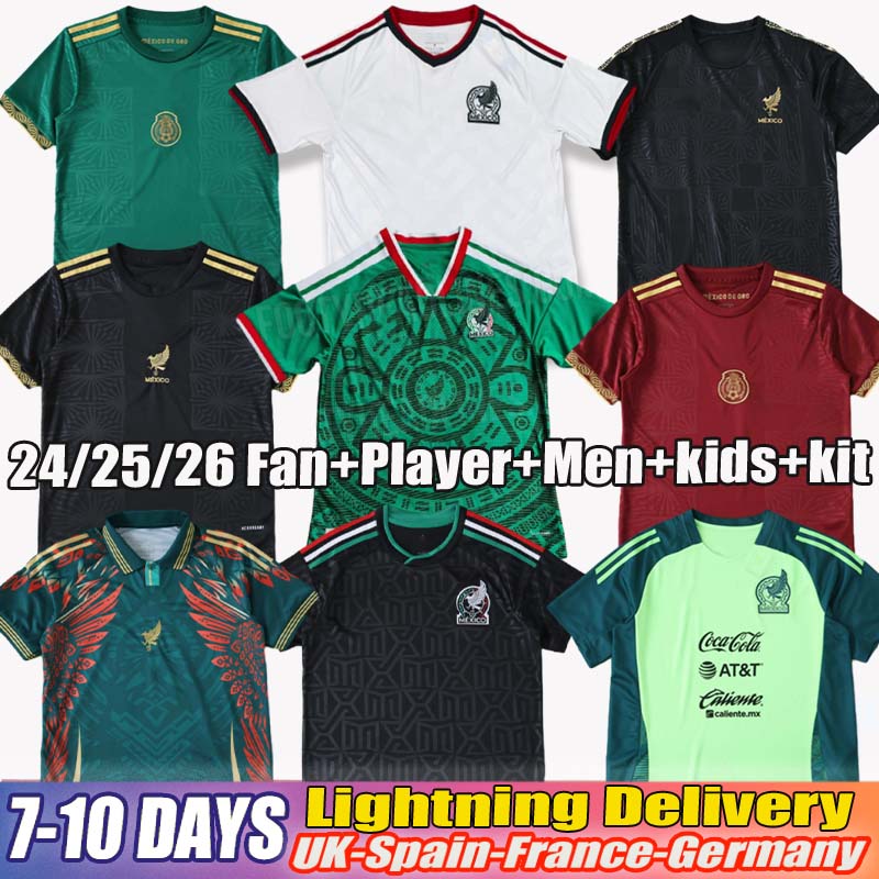 2026 Mexico Jersey S.GIMENEZ A.VEGA RAUL E.ALVAREZ C.MONTES O.PINEDA R. ALVARADO Football Shirt Men Kids kit Kits Unifor 25 24 Mexico Soccer Jerseys