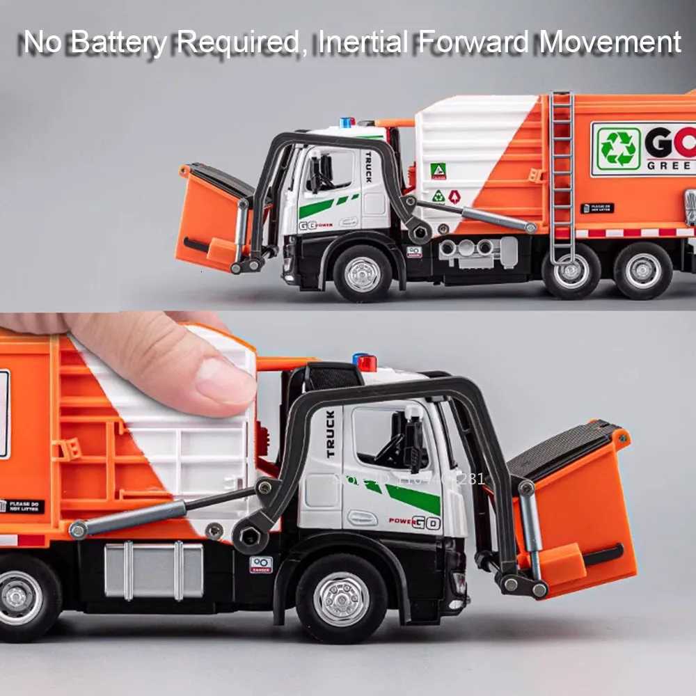 118 Electric Sanitation Garbage Truck Toy Cars Model Alloy Water Tanker Diecast Light Sound Vehicle Childrens Educational ToysT251023