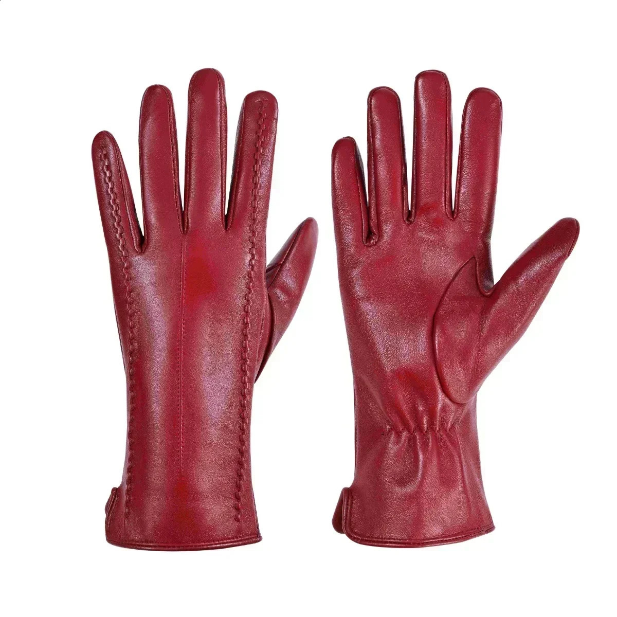 Womens Sheepskin Good Quality Gloves Winter Warm Plus Velvet Short Thin Touch Screen Driving Color Womens Leather Gloves 251020