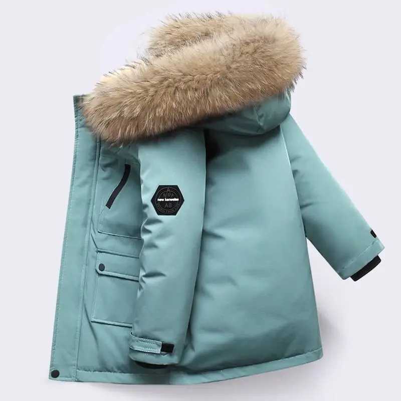 30 Winter Kids Padded Jacket Children Thick Plus Velvet Warm Parkas Coat Boys Girls Fur Collar Hooded Cotton Clothes Outerwea M251023