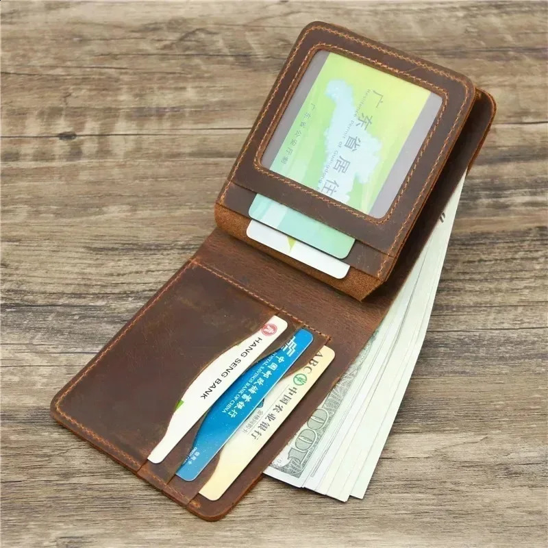 RFID Blocking Mens Oil Wax Skin Wallet Man Vintage Cow Genuine Leather Wallet Male Handmade Billfold Coin Purse Short Wallet251023