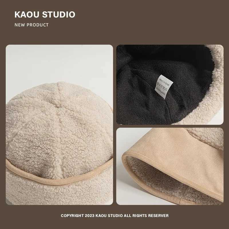 Autumn and Winter Retro Lamb Plush Curd Beanies for Wen Street Trend Versati Casual Yuppie Warm Mens HatsW251023