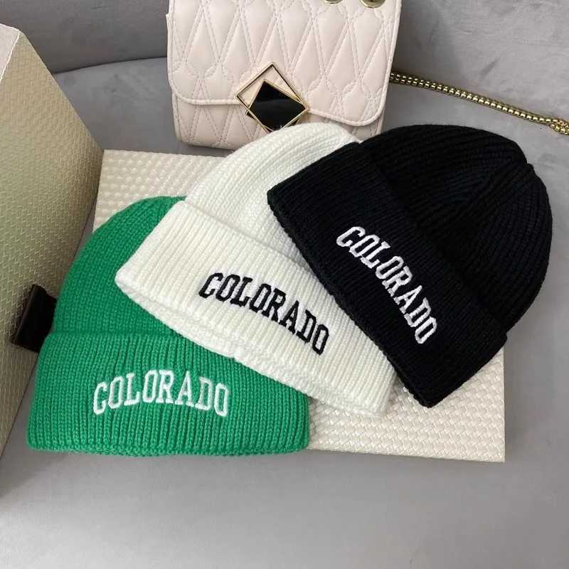 COLORADO Embroidered Beanie Knit Hat Thickened Warm Winter Skull Cap for Men Women Outdoor Sports Casual StreetwearXJ251023