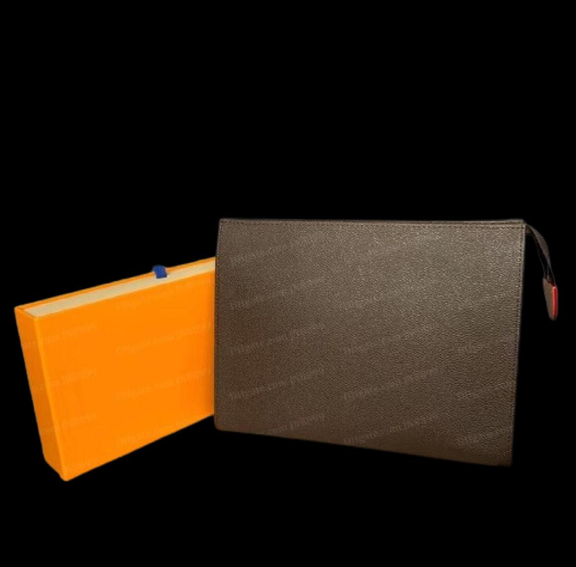 Travel Toiletry Pouch 26 cm Makeup Bags Clutch Purse Fashion Designer Luxury Women Leather Waterproof Cosmetic For Men With Dust bag