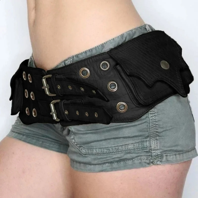 Belt Y2K Vintage Big Pockets Pu Leather Belt Y2K Safari Style Women Outdoor Fashion Skirts Jeans Trouser Decorative Waistband 251013