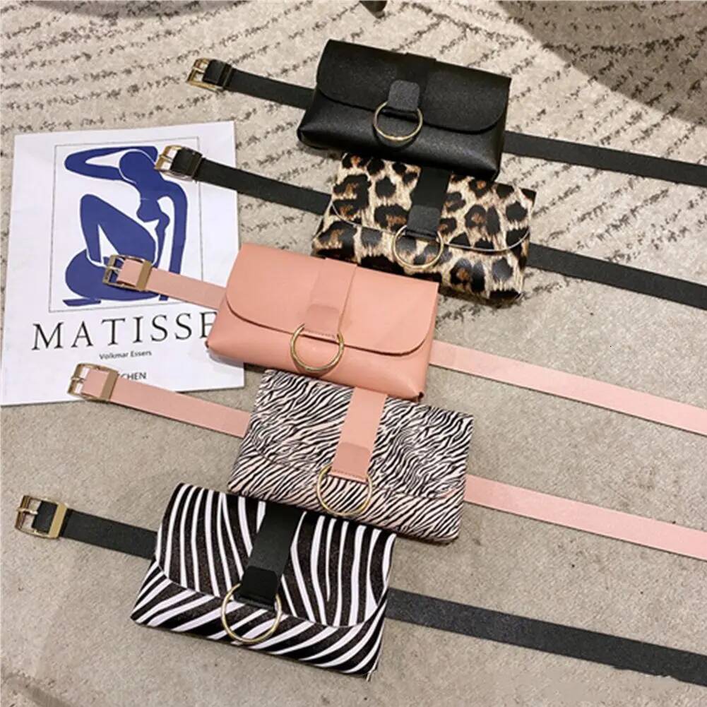 New autumn and winter luxury handbag women's belt leopard print PU belt phone bag flip leather designer bag women's belt bag change small ba