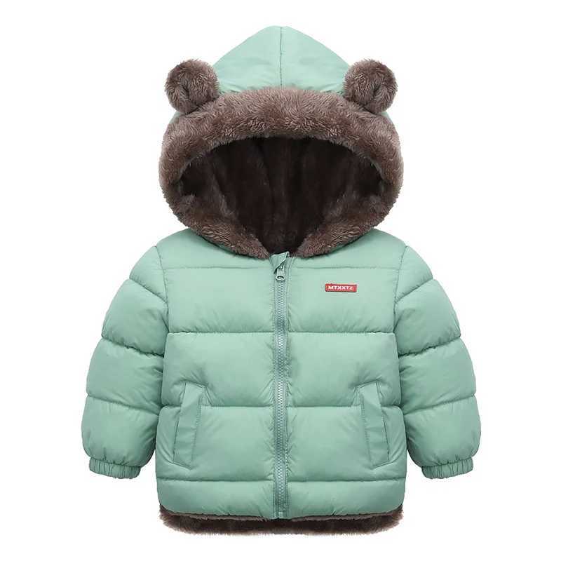 Kids Lambwool Down Coats Boys Girls Winter Thicken Warm Jackets Children Hooded Cute Ears Outerwear Toddler Fleece Clothes 26Y Y251023